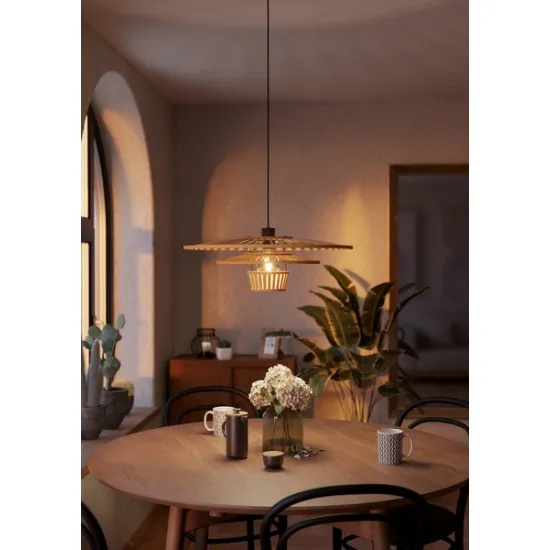 Eglo Lydney fekete-natúr függesztett lámpa (EG-44012) E27 1 izzós IP20