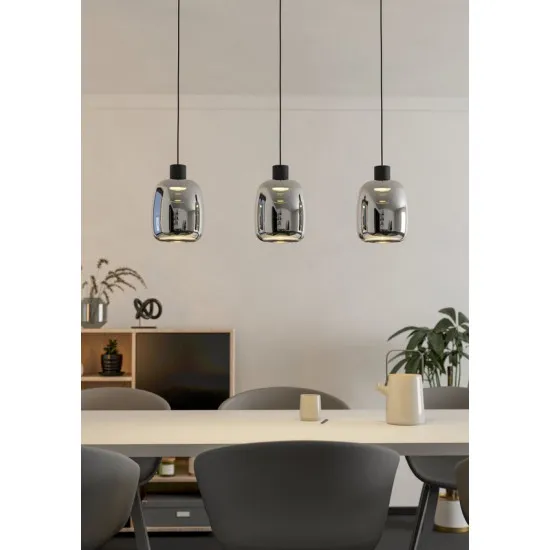 Eglo Molochio-Z fekete LED függesztett lámpa (EG-901121) LED 3 izzós IP20