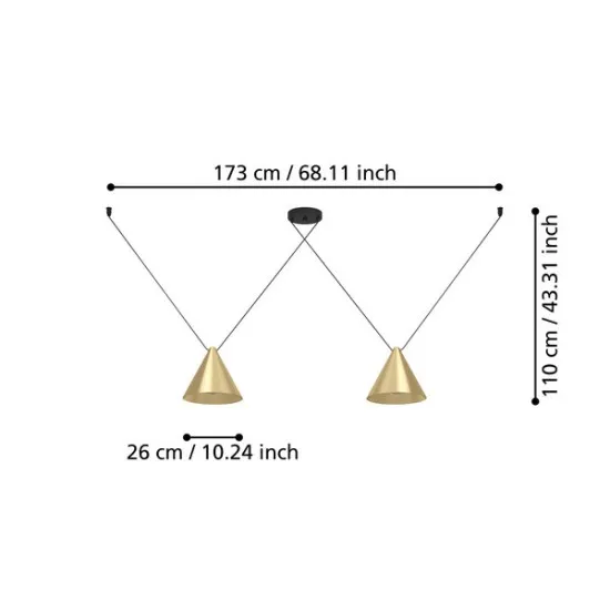 Eglo Narices 1 arany-sárgaréz függesztett lámpa (EG-900843) E27 2 izzós IP20