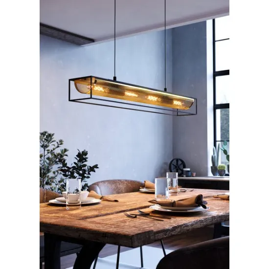 Eglo Nohales fekete-sárgaréz függesztett lámpa (EG-43788) E27 4 izzós IP20