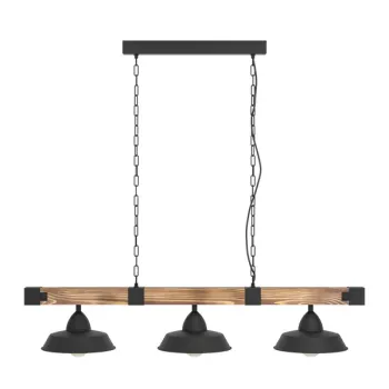 Eglo Oldbury fekete-rusztikus barna függesztett lámpa (EG-44086) E27 3 izzós IP20