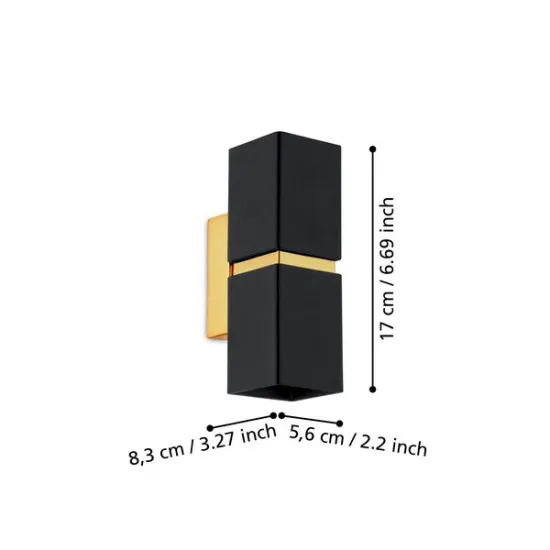 EGLO PASSA fekete - arany LED fali lámpa (EG-95373) GU10 2 izzós IP20