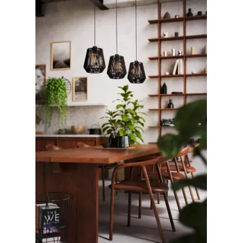 Eglo Persley fekete függesztett lámpa (EG-44106) E27 3 izzós IP20