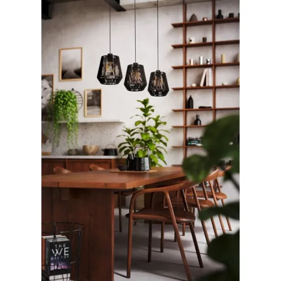 Eglo Persley fekete függesztett lámpa (EG-44106) E27 3 izzós IP20