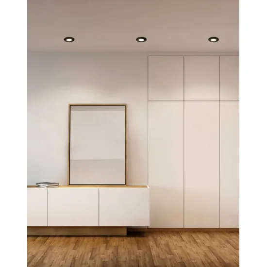 Eglo Pineda fekete fürdőszobai LED mennyezetbe építhető lámpa szett (EG-900744) LED 3 izzós IP20/44