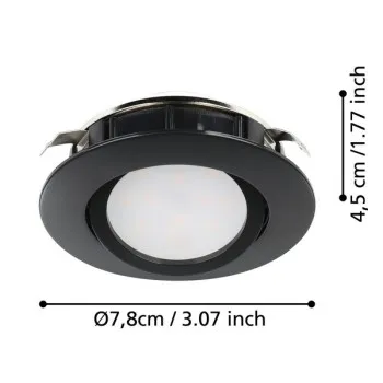 Eglo Pineda fekete LED mennyezetbe építhető lámpa szett (EG-900749) LED 3 izzós IP20