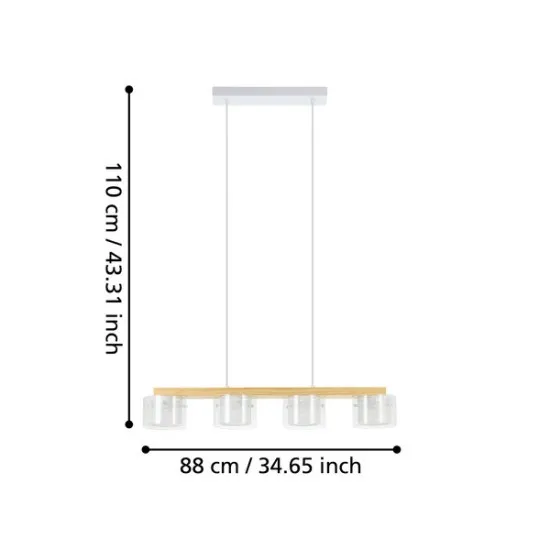 Eglo Portico-Z natúr-fehér LED függesztett lámpa (EG-900881) LED 4 izzós IP20