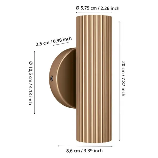 Eglo Portillo matt sárgaréz fali lámpa (EG-902034) GU10 2 izzós IP20