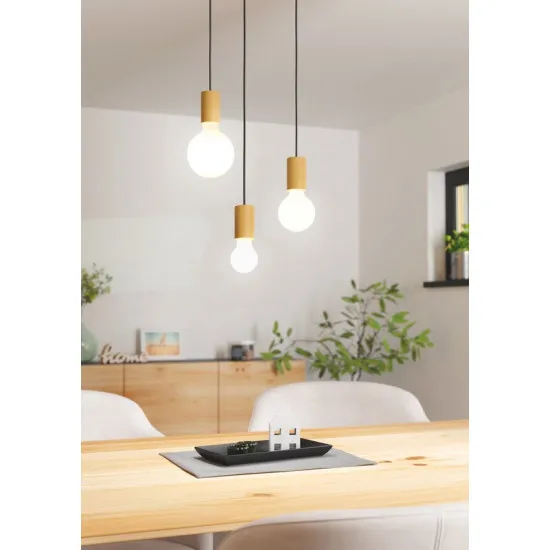 Eglo Pozueta 1 fekete-natúr függesztett lámpa (EG-900801) E27 1 izzós IP20