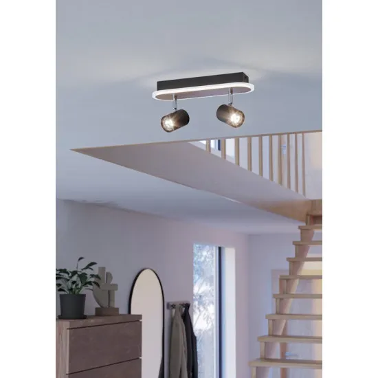 Eglo Rimbocchi fekete-natúr LED mennyezeti spotlámpa (EG-901632) LED 1 izzós IP20