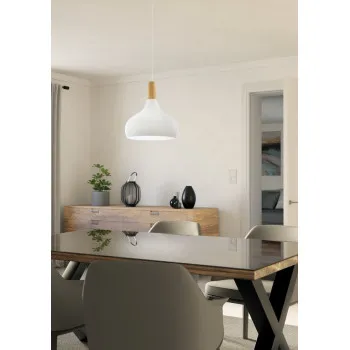 Eglo Sabinar fehér-natúr függesztett lámpa (EG-901178) E27 1 izzós IP20