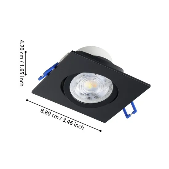 Eglo Saliceto fekete LED mennyezetbe építhető lámpa (EG-33394) LED 1 izzós IP20