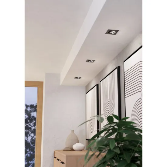 Eglo Saliceto fekete LED mennyezetbe építhető lámpa (EG-33394) LED 1 izzós IP20