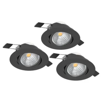 Eglo Saliceto fekete LED mennyezetbe építhető lámpa szett (EG-900747) LED 3 izzós IP20