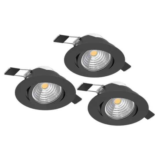 Eglo Saliceto fekete LED mennyezetbe építhető lámpa szett (EG-900747) LED 3 izzós IP20