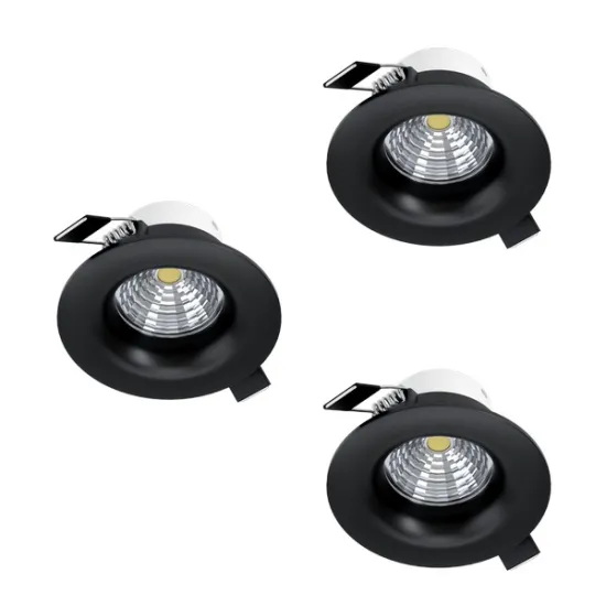 Eglo Saliceto fekete LED mennyezetbe építhető lámpa szett (EG-902278) LED 3 izzós IP20