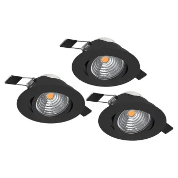 Eglo Saliceto fekete LED mennyezetbe építhető lámpa szett (EG-902281) LED 3 izzós IP20