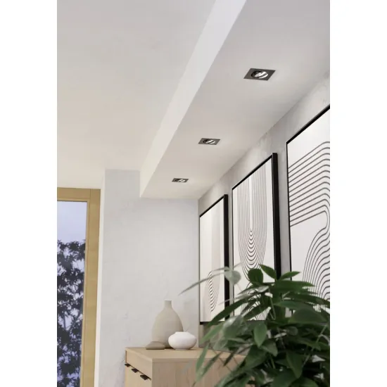 Eglo Saliceto fekete LED mennyezetbe építhető lámpa szett (EG-902285) LED 3 izzós IP20