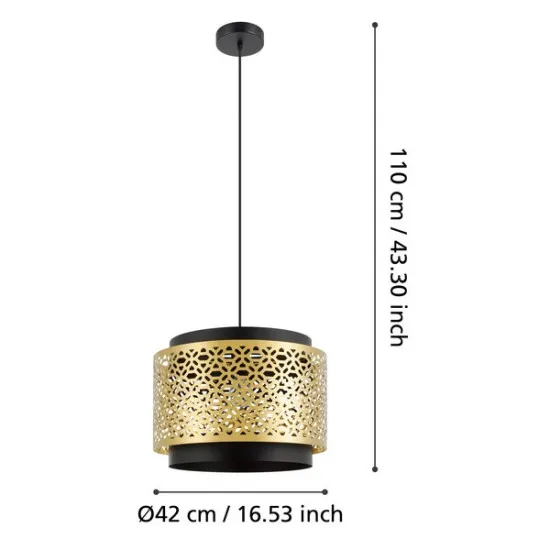 Eglo Sandbach fekete-sárgaréz függesztett lámpa (EG-43981) E27 1 izzós IP20