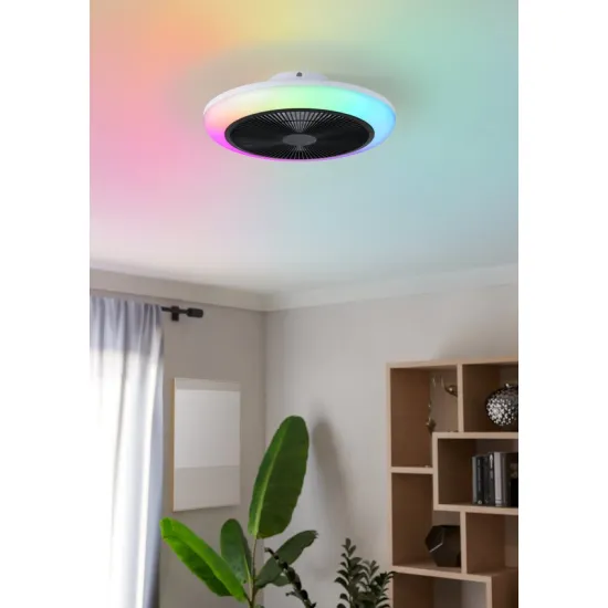Eglo Sayulita 1 fehér-fekete LED mennyezeti ventilátoros lámpa (EG-35216) LED 2 izzós IP20