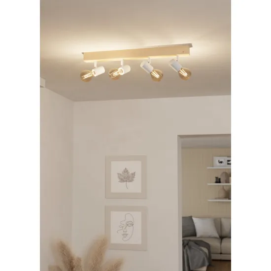 Eglo Townshend 3 fehér-natúr mennyezeti spotlámpa (EG-99485) E27 4 izzós IP20