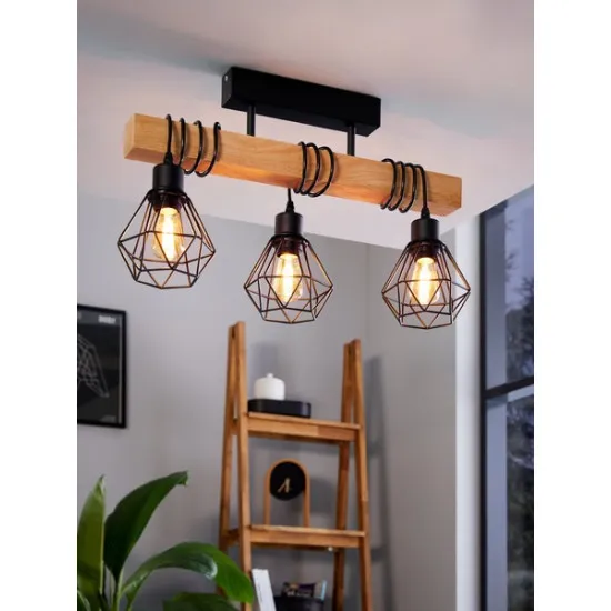 Eglo Townshend 5 natúr-fekete mennyezeti lámpa (EG-44074) E27 3 izzós IP20