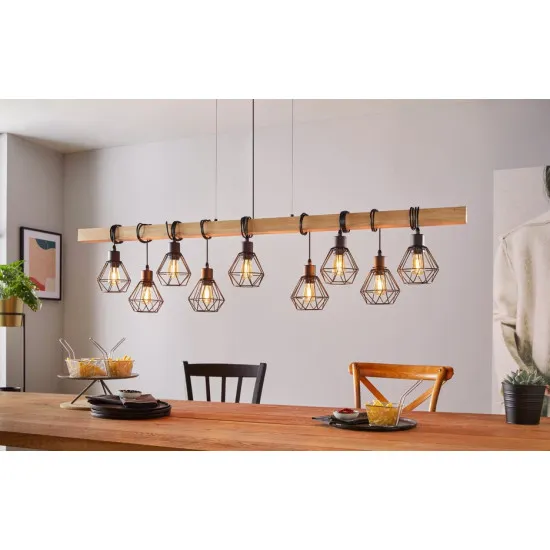 Eglo Townshend 5 natúr-fekete függesztett lámpa (EG-44077) E27 9 izzós IP20