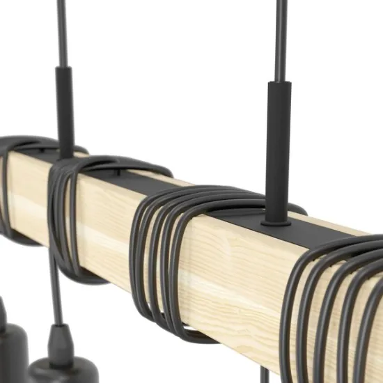 Eglo Townshend fekete-natúr függesztett lámpa (EG-43512) E27 4 izzós IP20