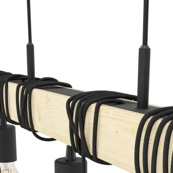 Eglo Townshend fekete-natúr függesztett lámpa (EG-44099) E27 9 izzós IP20