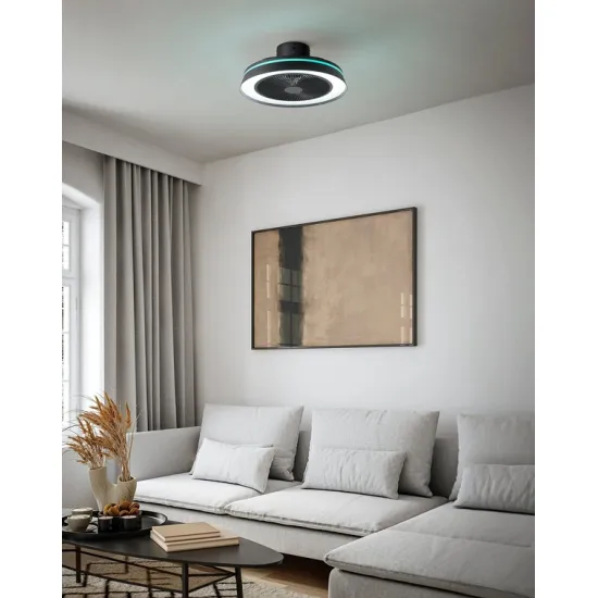 Eglo Vallonia 1 matt fekete LED mennyezeti ventilátoros lámpa (EG-35217) LED 2 izzós IP20