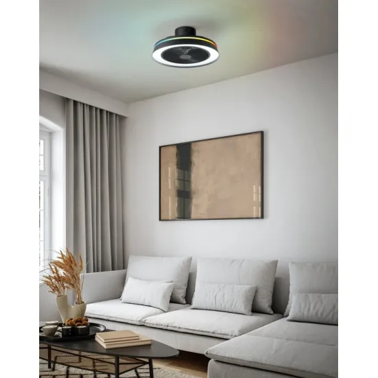 Eglo Vallonia 1 matt fekete LED mennyezeti ventilátoros lámpa (EG-35217) LED 2 izzós IP20