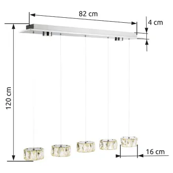 Globo Amur króm-átlátszó kristály LED függesztett lámpa (GLO-49350-52H) LED 1 izzós IP20