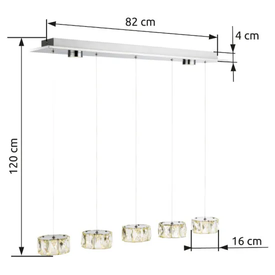 Globo Amur króm-átlátszó kristály LED függesztett lámpa (GLO-49350-52H) LED 1 izzós IP20