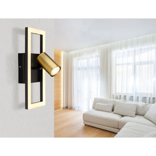 Globo Marrie fekete-sárgaréz LED fali lámpa (GLO-57032-1) LED+GU10 2 izzós IP20