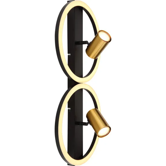 Globo Marrie fekete-sárgaréz LED fali lámpa (GLO-57033-2) LED+GU10 3 izzós IP20