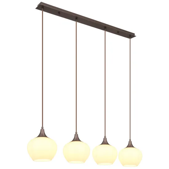Globo Maxy barna-opál függesztett lámpa (GLO-15548-4HC) E27 4 izzós IP20