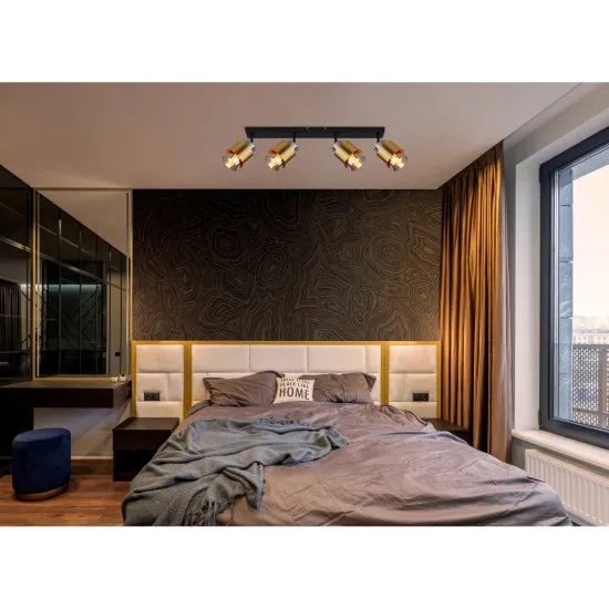 Globo Milley fekete-füstszürke mennyezeti spotlámpa (GLO-15560-4) E27 4 izzós IP20