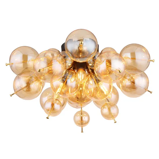 Globo Udo fekete-borostyán mennyezeti lámpa (GLO-15633DA) E14 3 izzós IP20