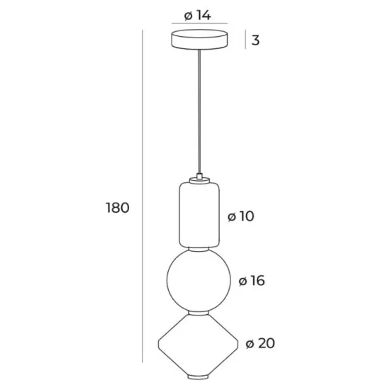 Maxlight Akiko fekete-opál LED függesztett lámpa (MAX-P0468) LED 1 izzós IP20