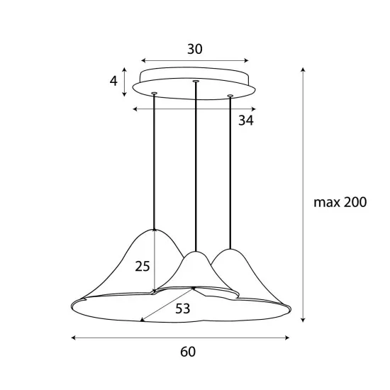 Maxlight Bellmond fekete LED függesztett lámpa (MAX-P0565) LED 3 izzós IP20