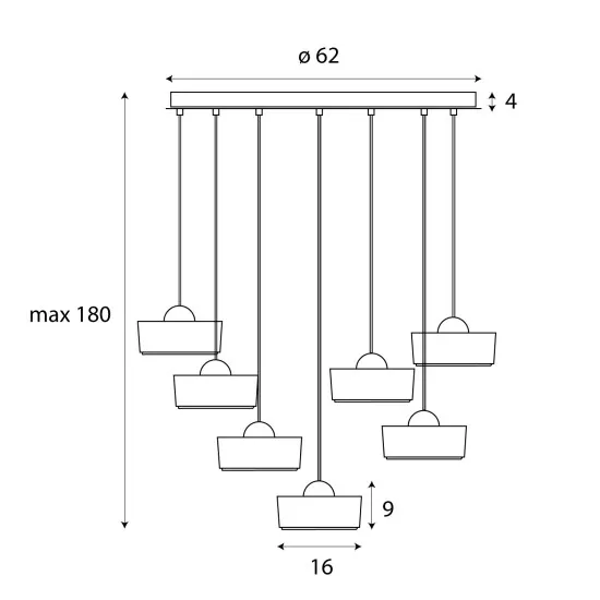 Maxlight Lipari arany-átlátszó LED függesztett lámpa (MAX-P0544) LED 7 izzós IP20