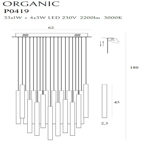 Maxlight Organic fekete LED függesztett lámpa (MAX-P0419D) LED 33+4 izzós IP20