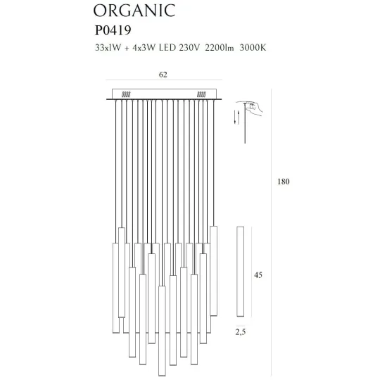 Maxlight Organic fekete LED függesztett lámpa (MAX-P0419D) LED 33+4 izzós IP20