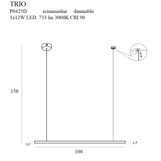 Maxlight Trio arany LED függesztett lámpa (MAX-P0425D) LED 1 izzós IP20