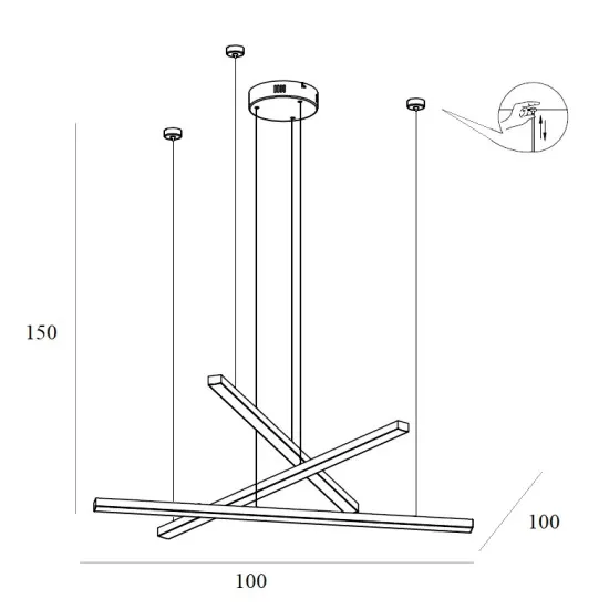 Maxlight Trio 3 csiszolt arany LED függesztett lámpa (MAX-P0474D) LED 3 izzós IP20