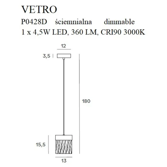 Maxlight Vetro arany LED függesztett lámpa (MAX-P0428D) LED 1 izzós IP20
