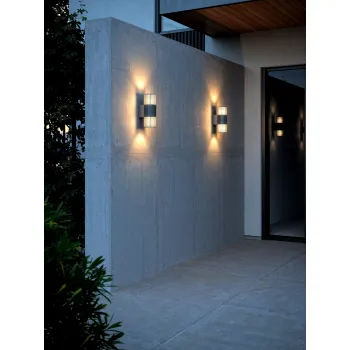 Nordlux Aludra Double  fekete vízvédett kültéri fali lámpa (NOR-2418121250) E27 2 izzós IP54