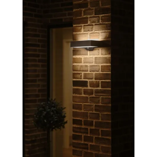 Nordlux Monay Square Solar  fekete mozgásérzékelős vízvédett LED kültéri fali lámpa (NOR-2518341003) LED 1 izzós IP44