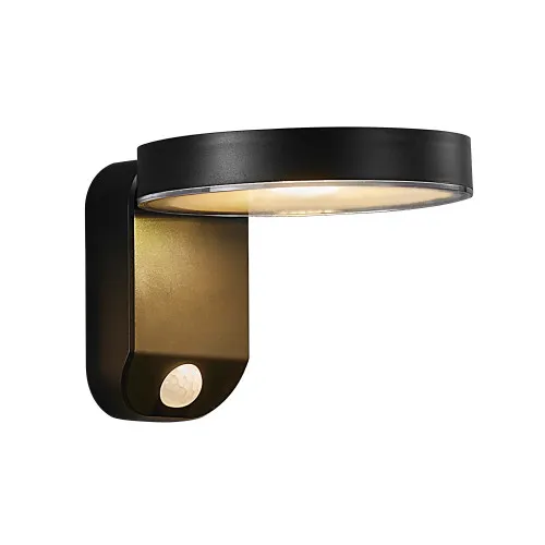 Nordlux Rica Round Solar  fekete mozgásérzékelős vízvédett LED kültéri fali lámpa (NOR-2118141003) LED 1 izzós IP44