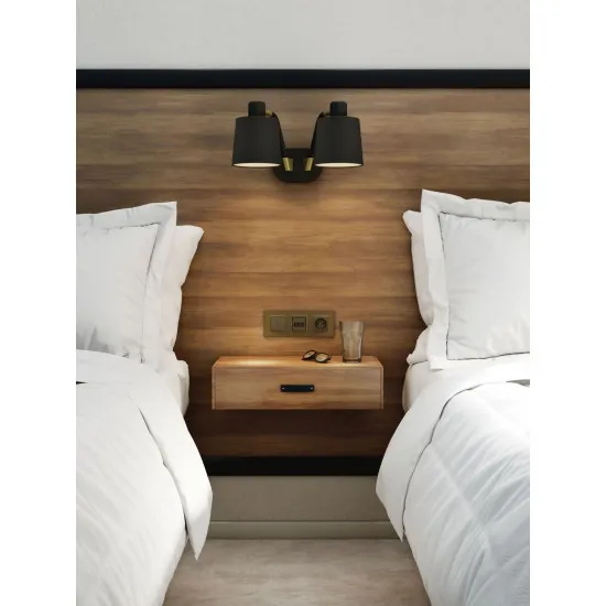 Astro Lighting Edward Twin fekete falikar (AST-1441002) E27 2 izzós IP20
